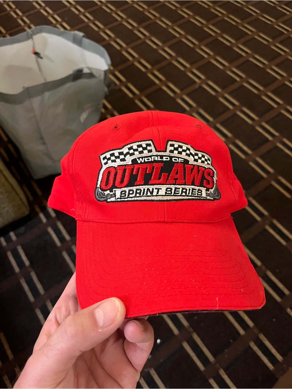 Vintage 90’s Outlaws Racing Strapback Hat Red Checkered Flag